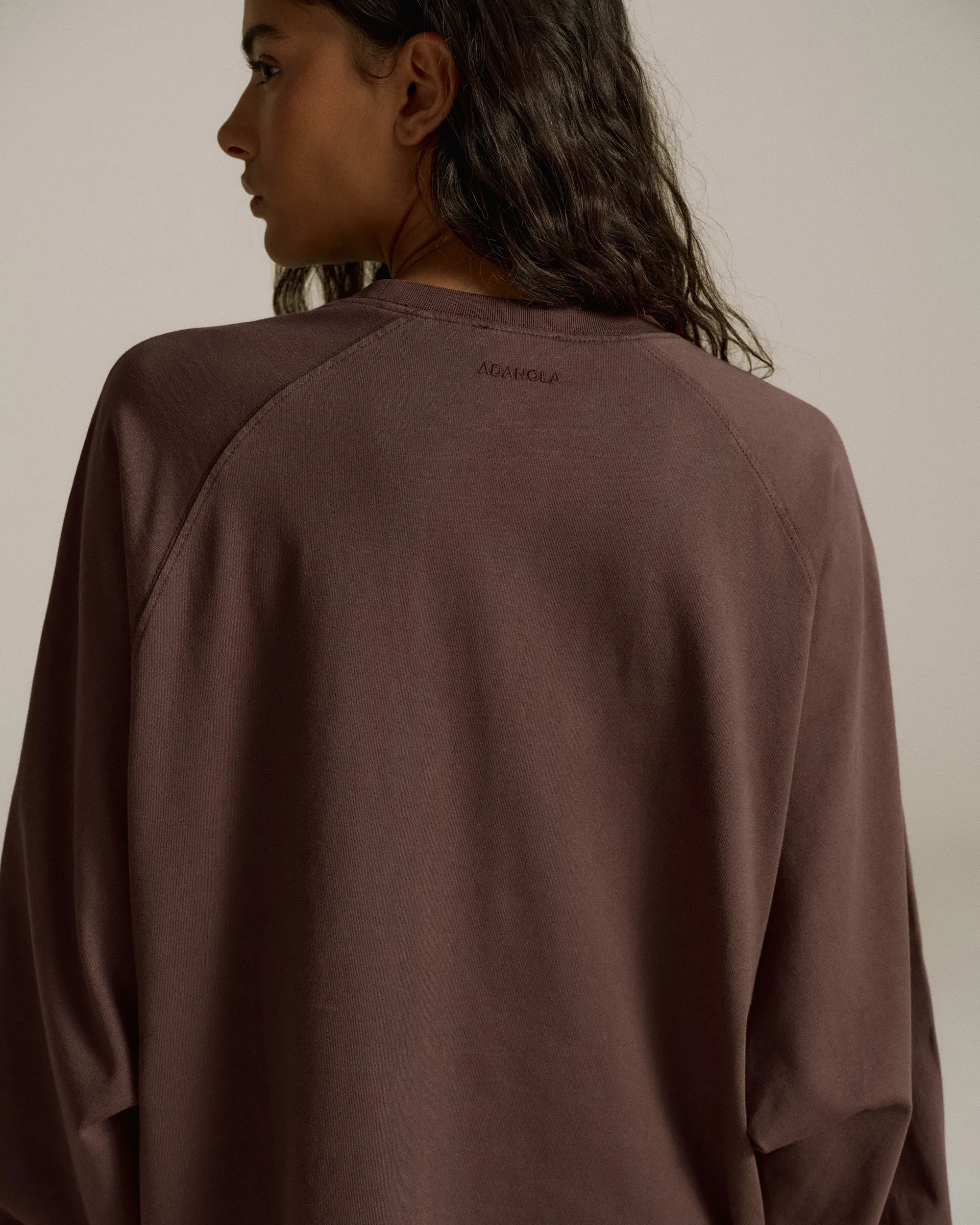 Washed Long Sleeve Oversized T-shirt - Chocolate Brown Travel Friendly anniversary