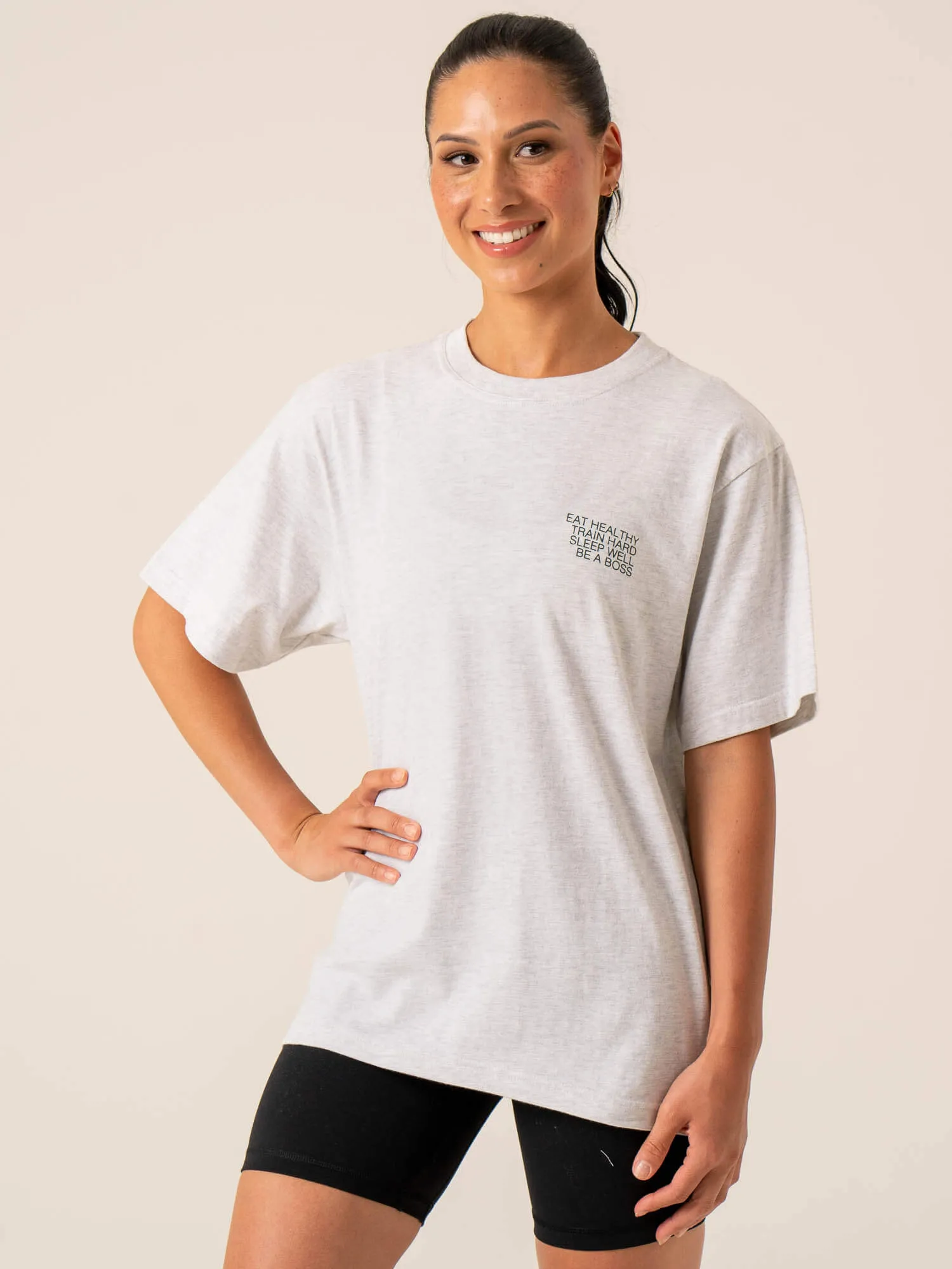 Water Based Ink Print Wellness T-Shirt - Snow Marl