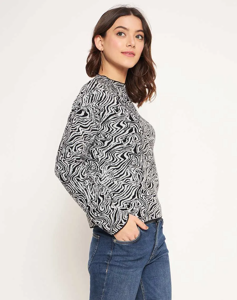 Light Knit Madame Black Animal Print Sweater