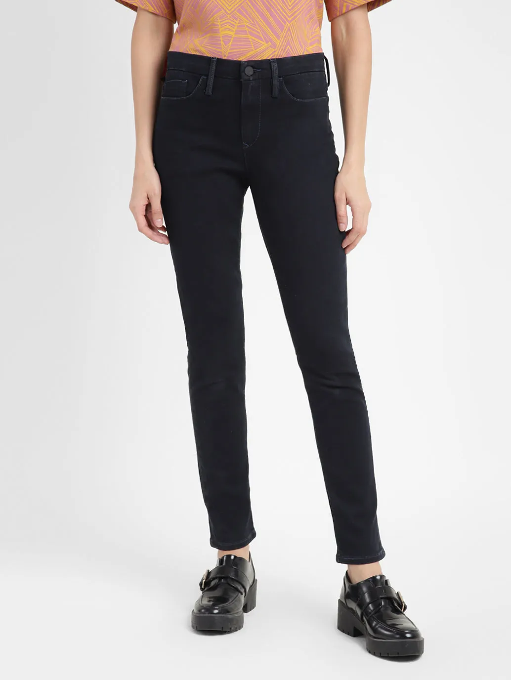 Women's 311 Black Skinny Fit Mid Rise Jeans fade resistant color