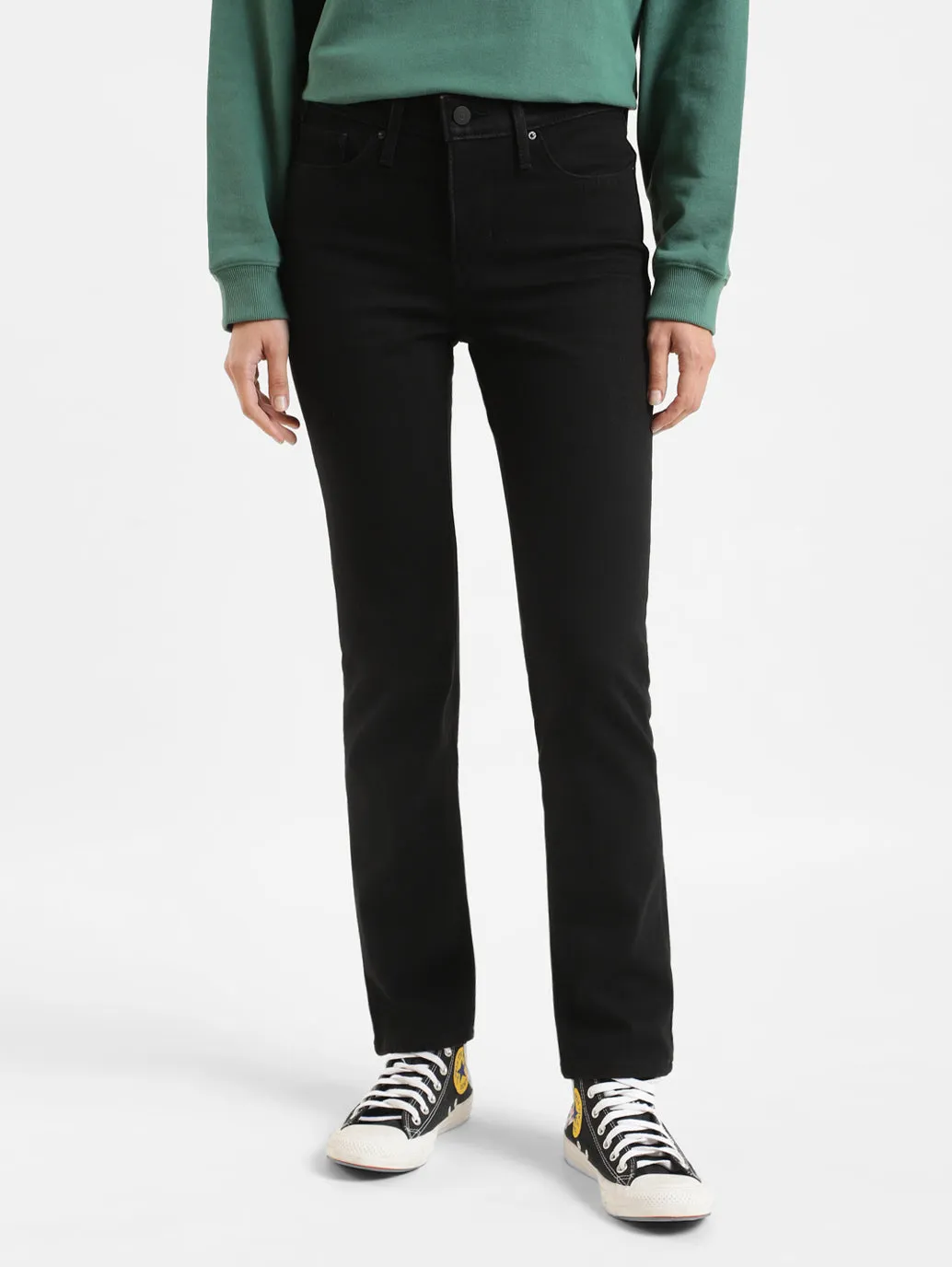 Women's 312 Black Straight Fit Mid Rise Jeans Outerwear Friendly