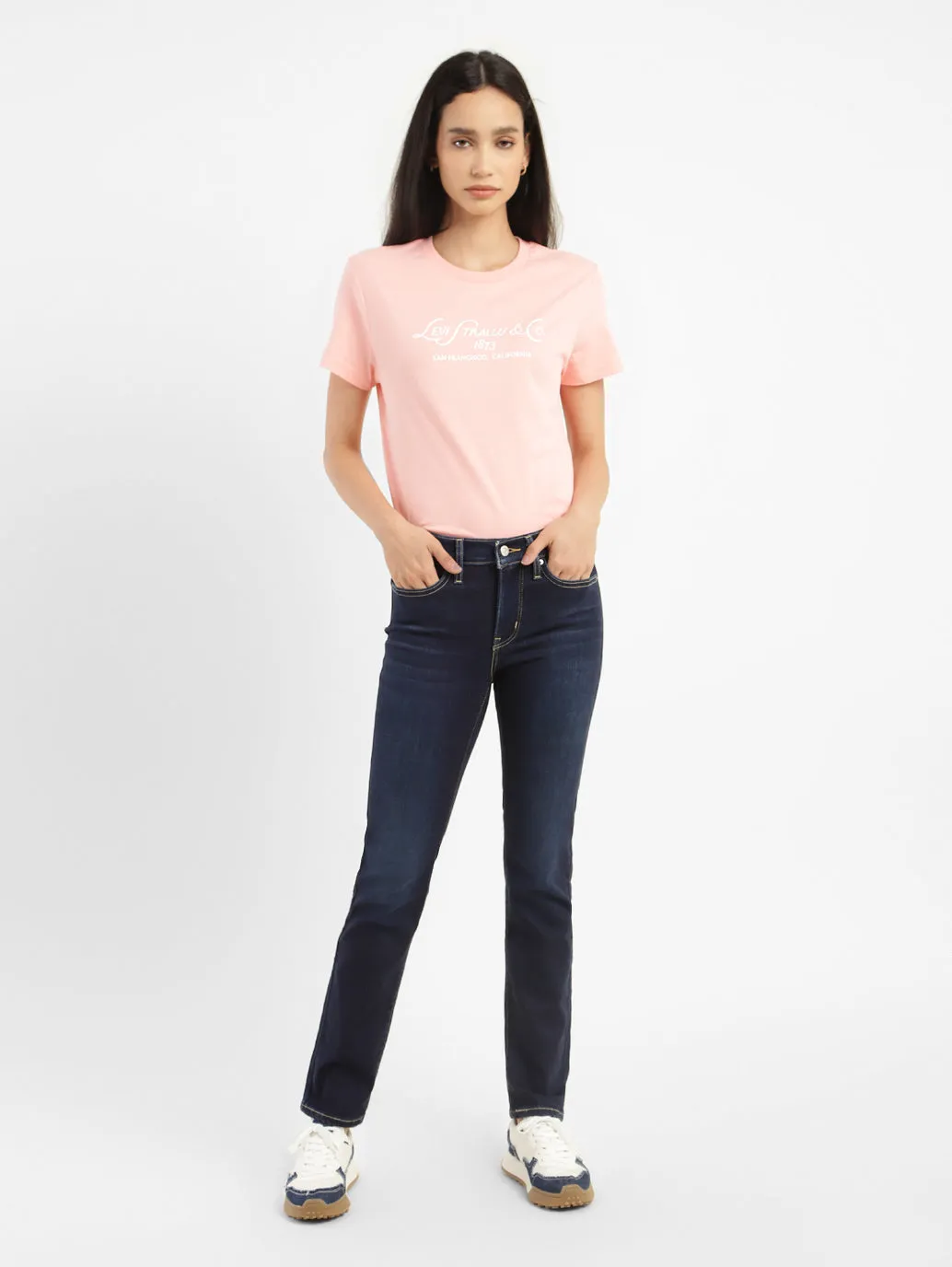 Simple clothing Sharp Edge Women's 312 Blue Straight Fit Mid Rise Jeans