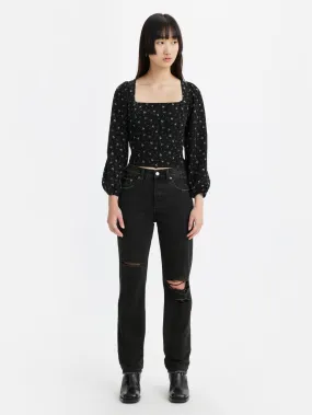 City Walk Weekend Warrior Women's 501 Black Straight Fit Mid Rise Jeans