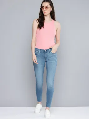Women's 710 Blue Skinny Fit Mid Rise Jeans Classic Wear Party Look