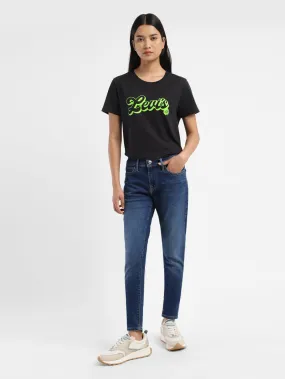 Women's 710 Blue Skinny Fit Mid Rise Jeans Parent Style Trendy Breathable Easy Fit Design