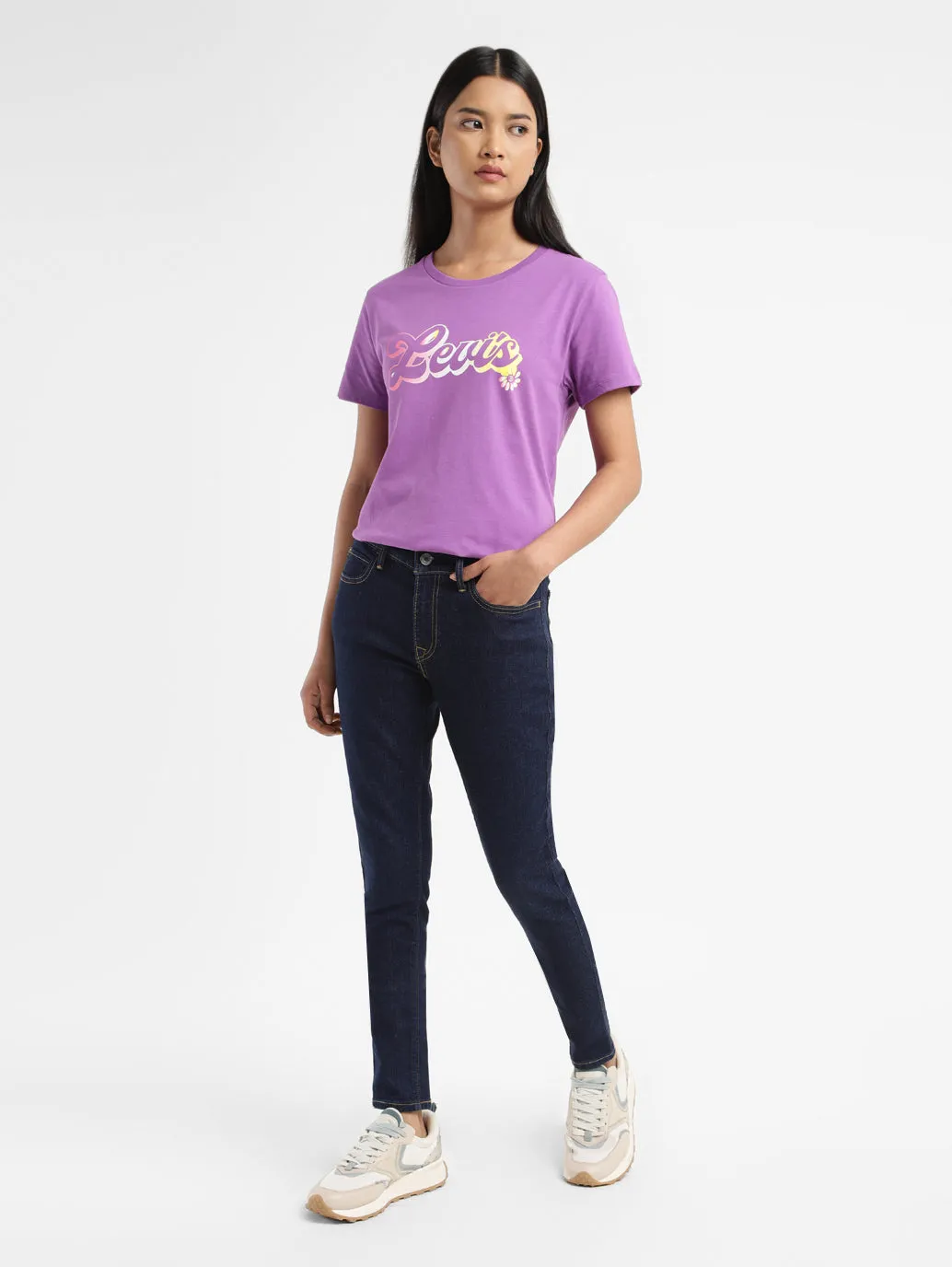 Women's 710 Indigo Skinny Fit Mid Rise Jeans Tailored Appearance