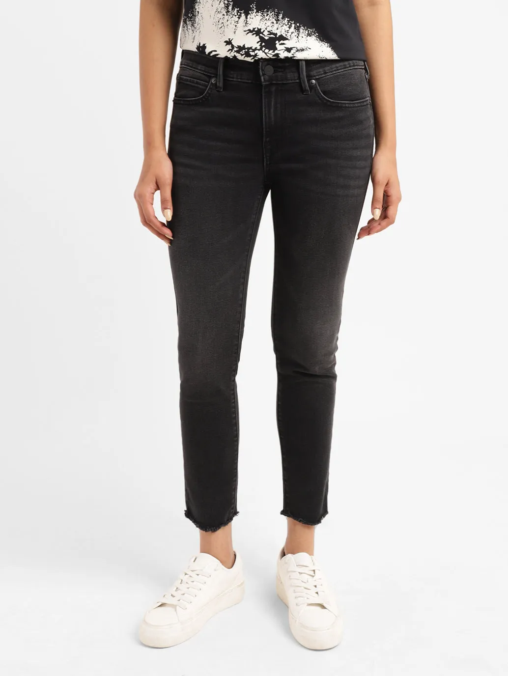 Women's 711 Black Skinny Fit Mid Rise Jeans Everyday Basic