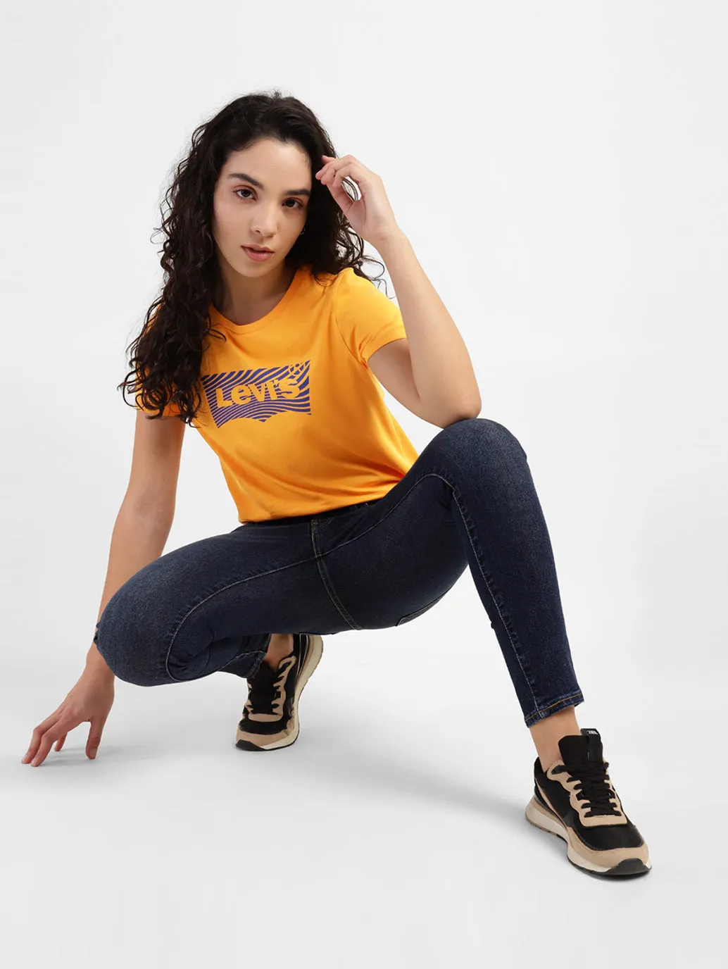 Women's 711 Blue Skinny Fit Mid Rise Jeans Relaxed Style Smart Casual Minimalist Style