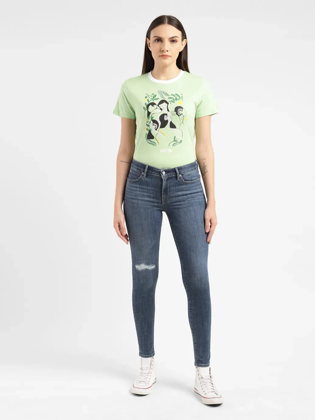 Women's 711 Blue Skinny Fit Mid Rise Jeans Modern Minimalist Rainy Day