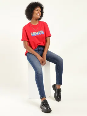 Women's 711 Blue Skinny Fit Mid Rise Jeans Active Ready Loose High Quality Morning Stroll