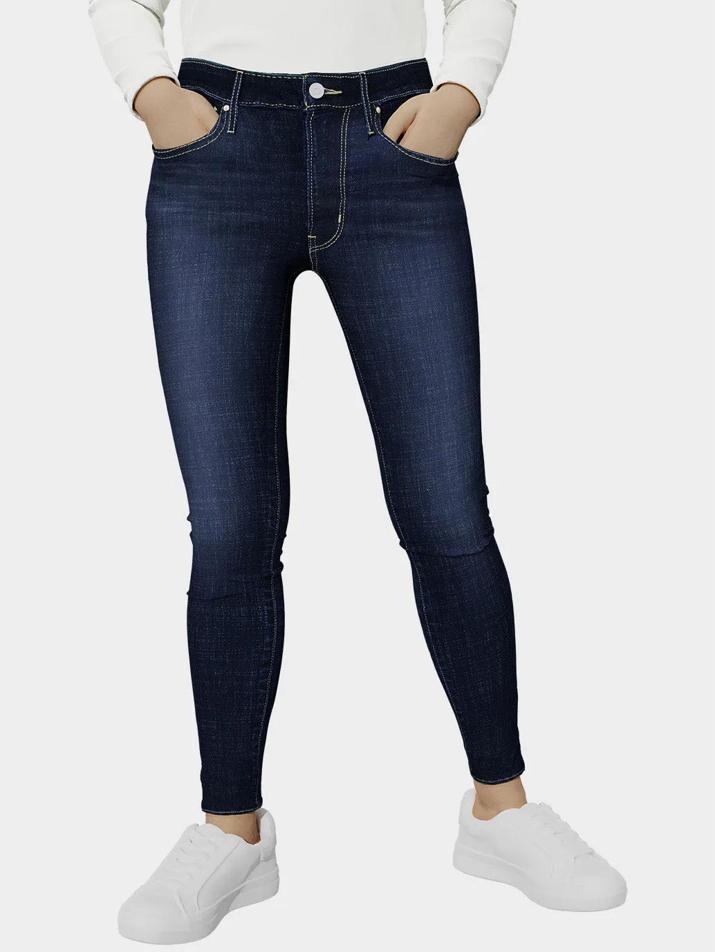 Women's 711 Blue Skinny Fit Mid Rise Jeans Smooth Breathable Trend Setter Sunny Vibes