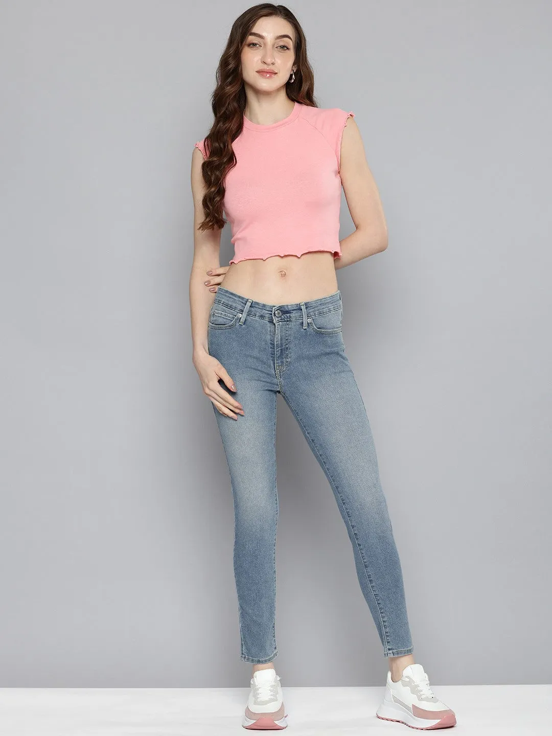 Women's 711 Blue Skinny Fit Mid Rise Jeans Versatile Fit