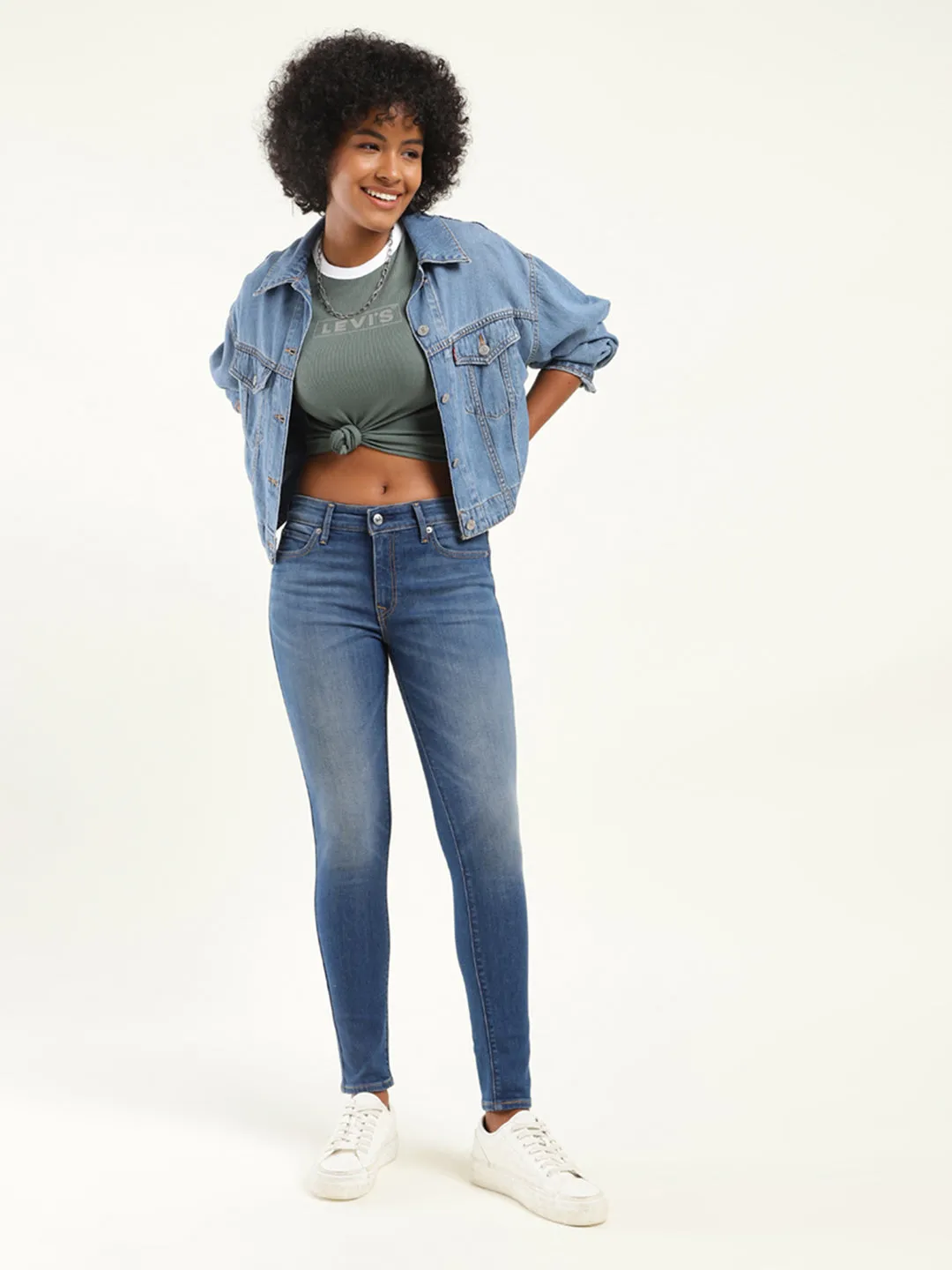 Women's 711 Blue Skinny Fit Mid Rise Jeans Street Appeal