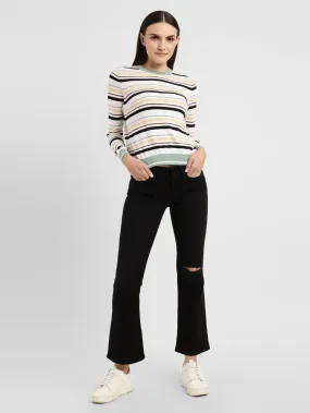 Traveler Gear Smart Casual Subtle Texture Women's 715 Black Flared Fit Mid Rise Jeans