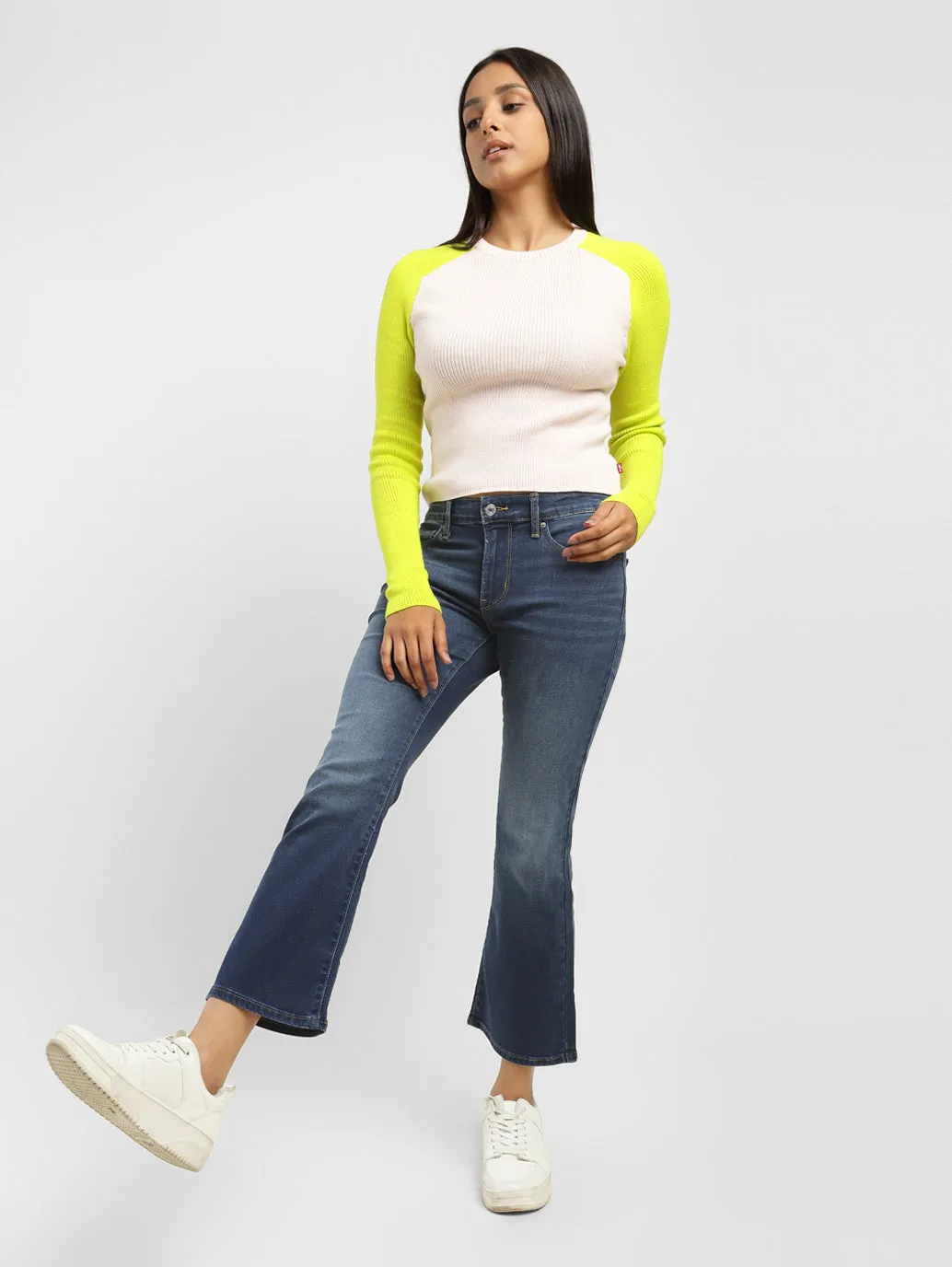 Women's 715 Blue Flared Fit Mid Rise Jeans Effortless Clothing Streetwear Fan Night Out