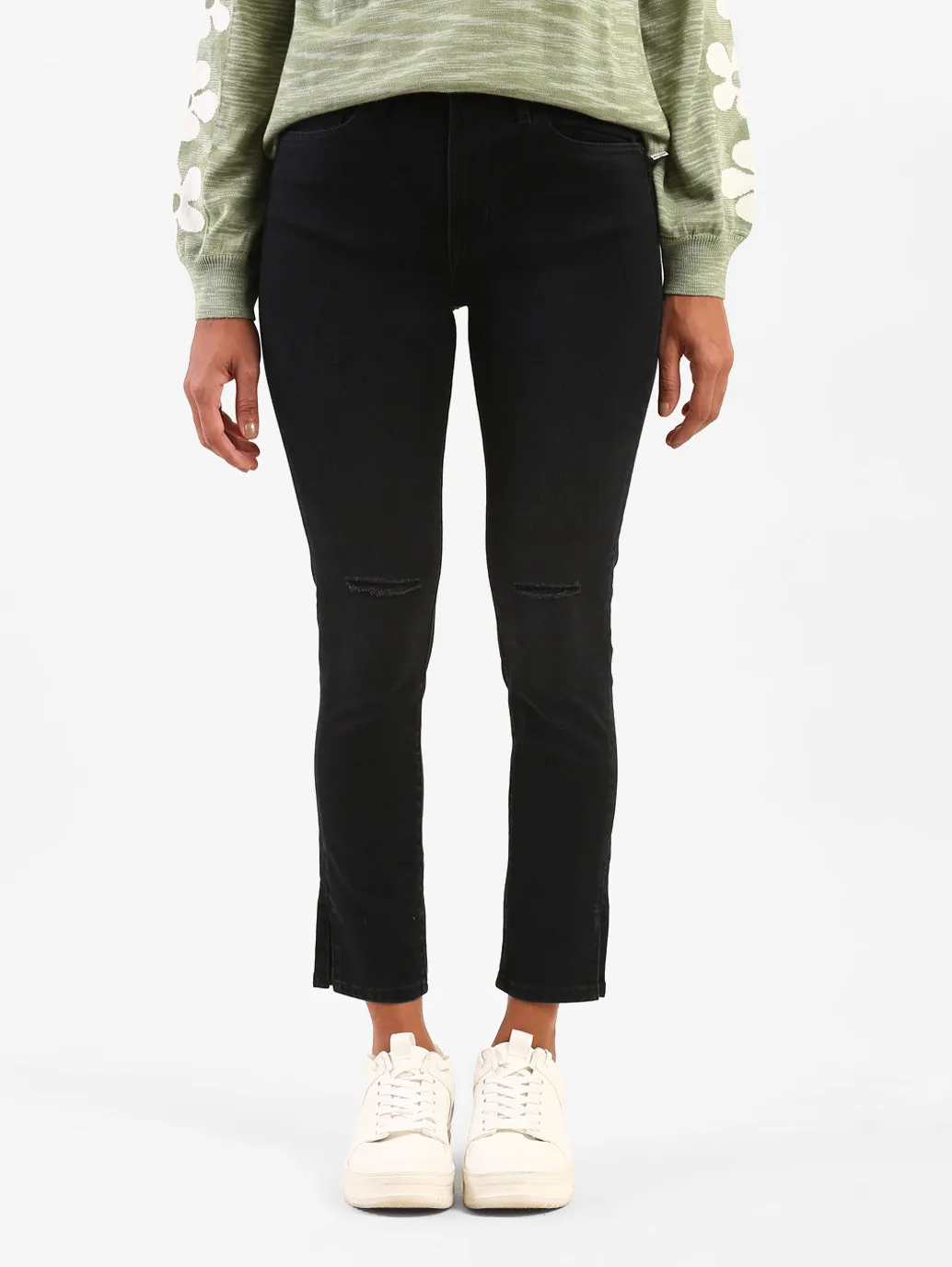 Women's 721 Black Skinny Fit High Rise Jeans Fashionable Fit Motion Ease