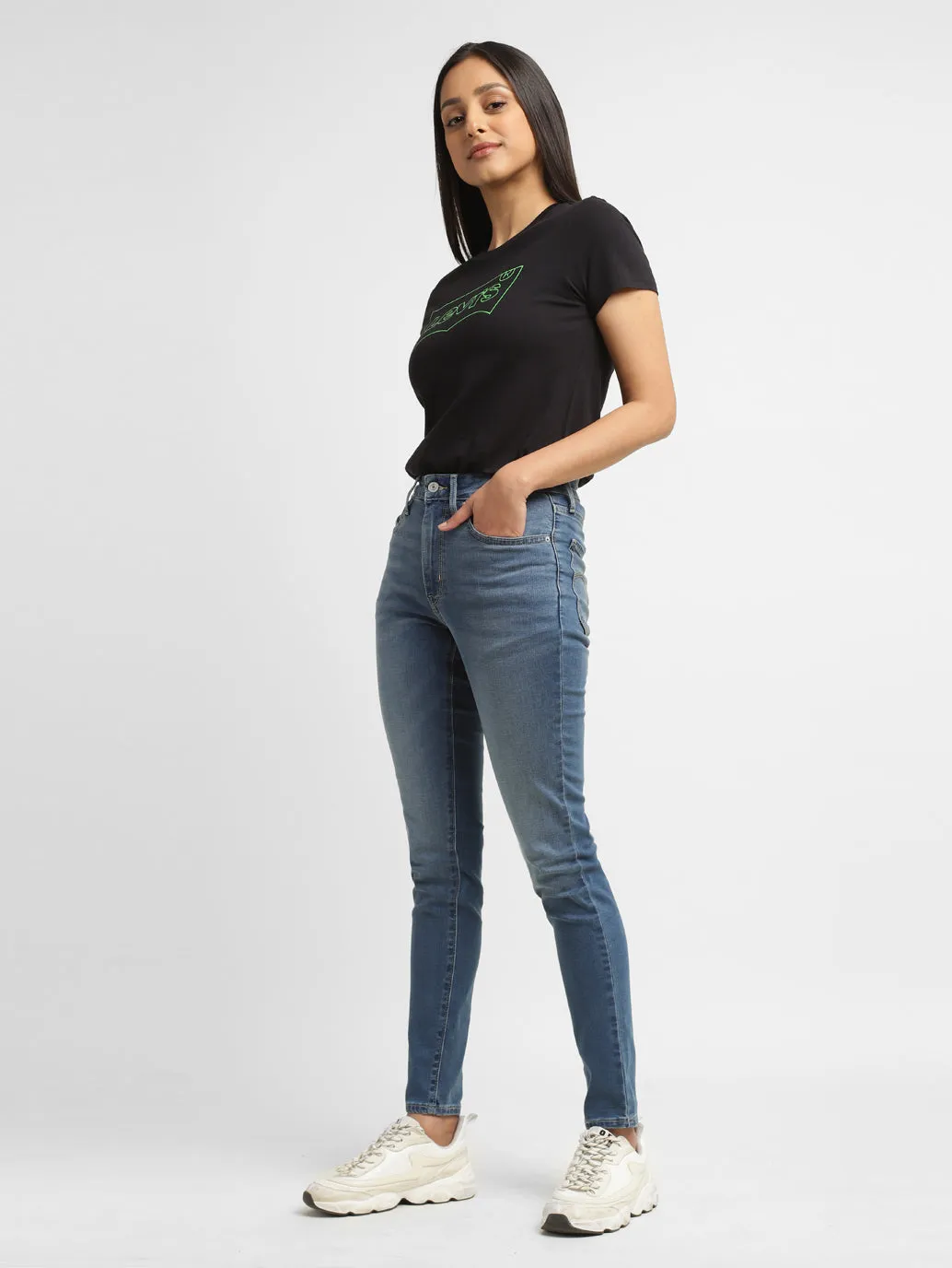 Women's 721 Blue Skinny Fit Mid Rise Jeans Everyday Motion