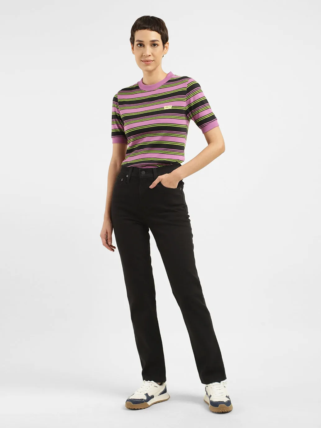 Work Meeting Beach Day Women's 724 Black Straight Fit High Rise Jeans