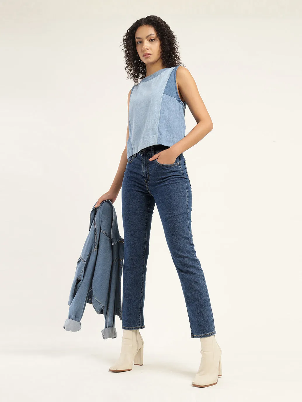 Clean Finish Women's 724 Blue Straight Fit High Rise Jeans