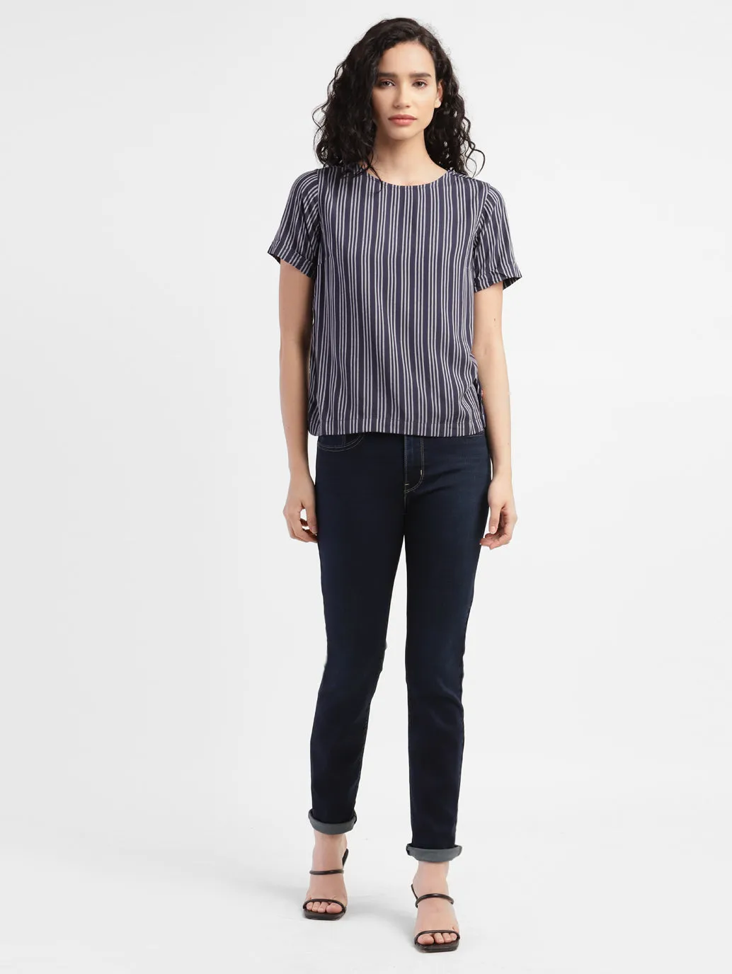 Women's 724 Blue Straight Fit High Rise Jeans Simple Attire Fit For Life