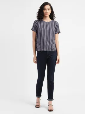 Women's 724 Blue Straight Fit High Rise Jeans Simple Attire Fit For Life