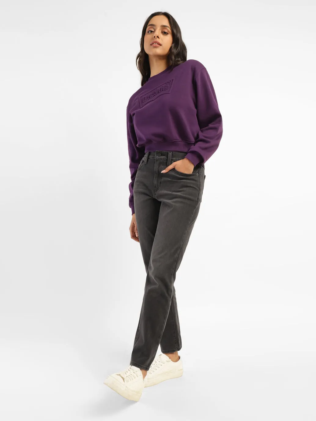 Relaxed Cut Women's 724 Grey Straight Fit High Rise Jeans