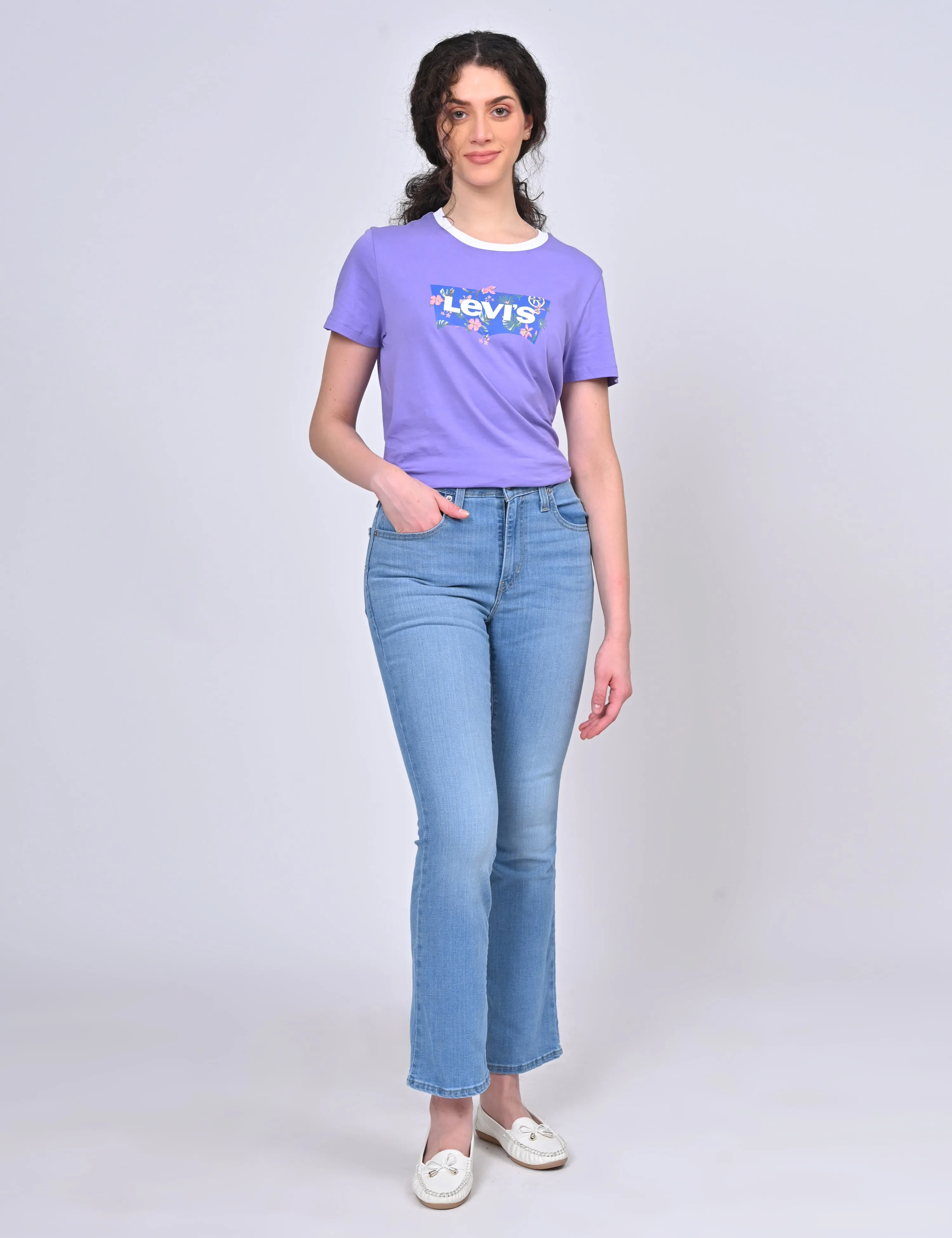 fade resistant color Women's 725 Blue Flared Fit High Rise Jeans