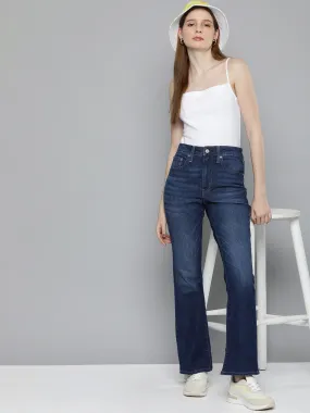 Women's 725 Blue Flared Fit High Rise Jeans City Walk Casual Friday Couple Look Smooth