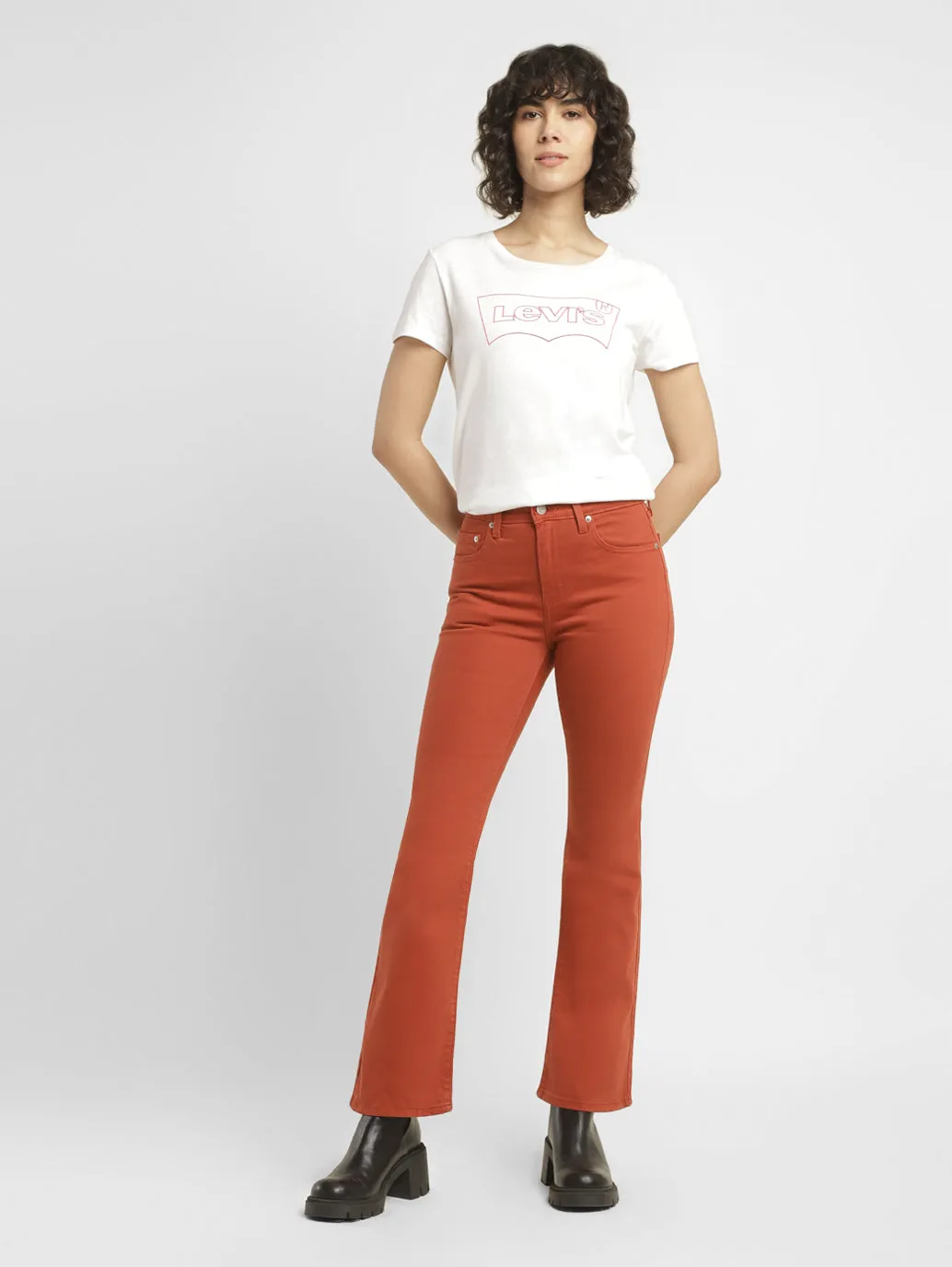 Brunch Outfit Vintage Lover Formal Women's 725 Orange Flared Fit High Rise Jeans