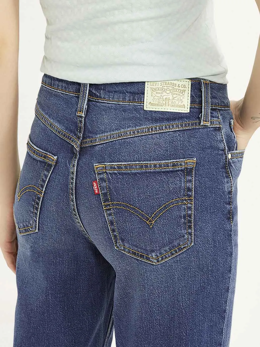 Reliable Choice Garment Dyed Technique Women's 80s Mom Blue Loose Fit High Rise Jeans