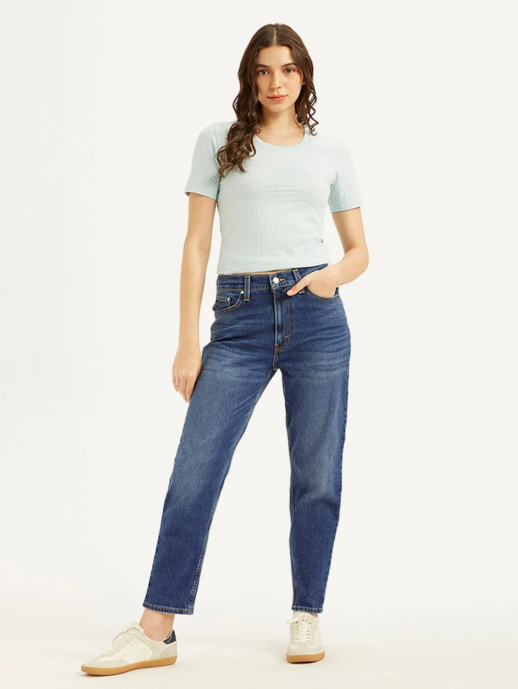 Women's 80s Mom Blue Loose Fit High Rise Jeans Lightweight Denim Blend