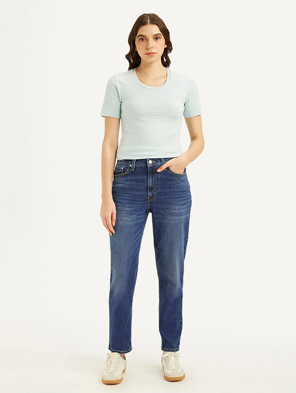 Women's 80s Mom Blue Loose Fit High Rise Jeans Eco Friendly Denim