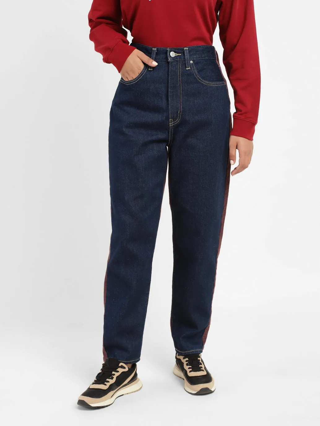 Shape Retention Women's 80s Mom Blue Loose Fit High Rise Jeans