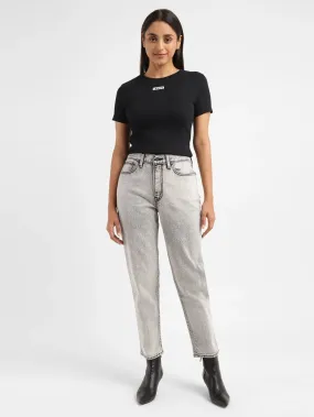 Premium Look Women's 80s Mom Grey Loose Fit High Rise Jeans