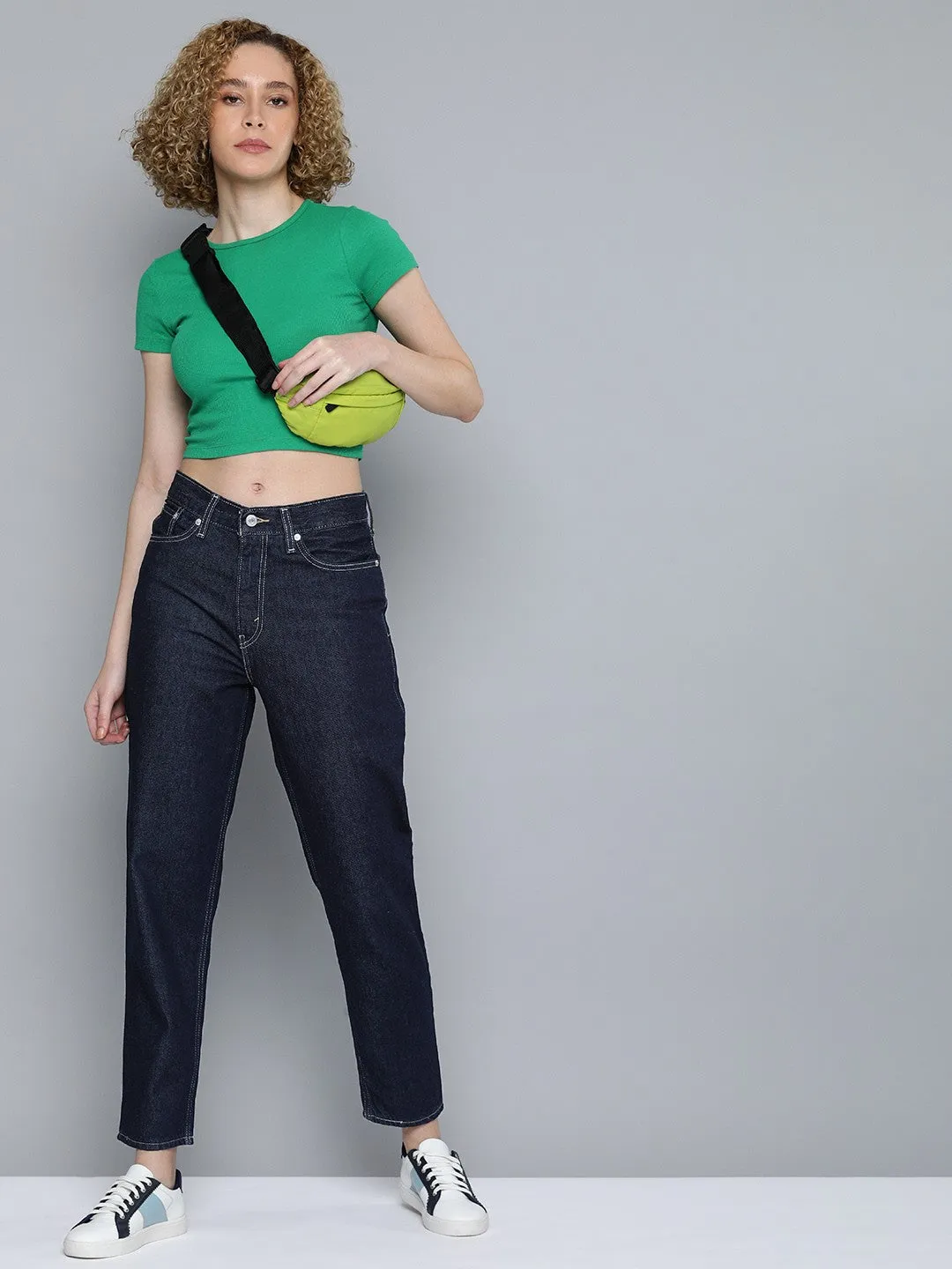 Women's 80s Mom Navy Blue Loose Fit High Rise Jeans Relaxed Style City Walk Trend Setter Night Out Rainy Day