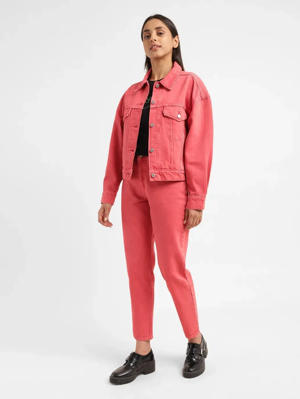 Women's 80s Mom Pink Loose Fit High Rise Jeans Minimalist Rainy Day Vintage Lover