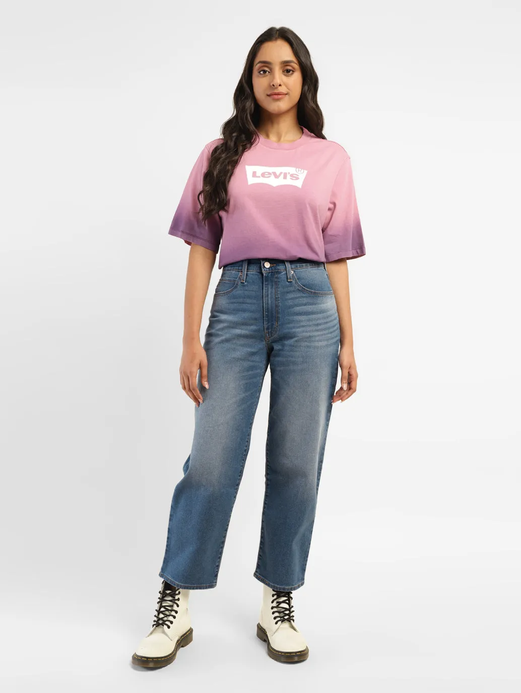 Women's 94 Blue Baggy Fit High Rise Jeans Fit Focus