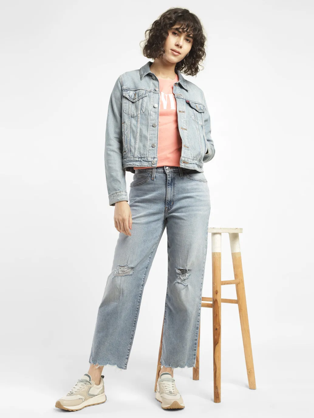 Eco Friendly Production Neutral Vibrant Chill Outfit Women's 94 Blue Baggy Fit High Rise Jeans