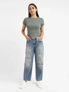 Any Occasion Women's 94 Blue Baggy Fit Mid Rise Jeans