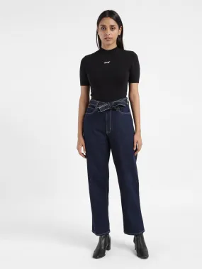 Sharp Silhouette Women's 94 Navy Blue Baggy Fit Mid Rise Jeans