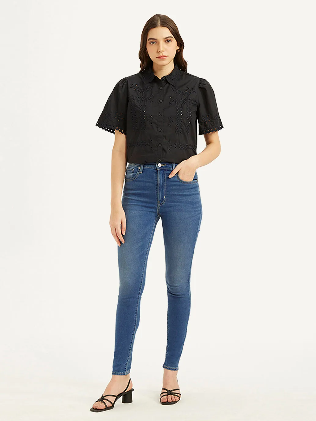 Everyday Motion Function Ready Women's Blue Mile High Wide Leg Fit High Rise Jeans