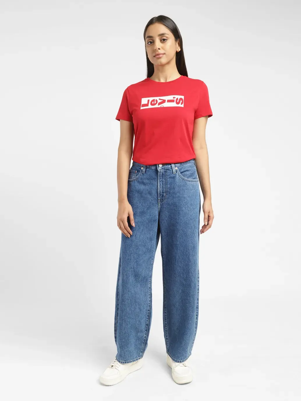 Sporty Comfort Women's Blue Ribcage Straight Ankle Fit High Rise Jeans