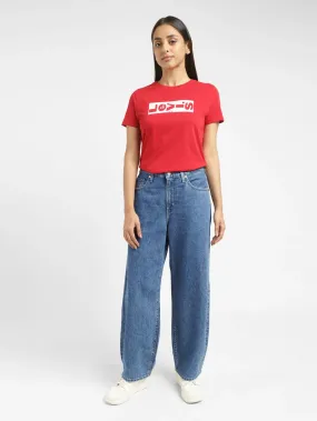 Women's Blue Ribcage Straight Ankle Fit High Rise Jeans Brunch Outfit Night Out Layered Basics