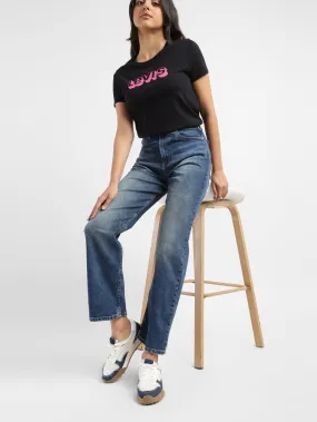 Versatile Cut Chill Mode Women's Blue Ribcage Straight Fit Mid Rise Jeans