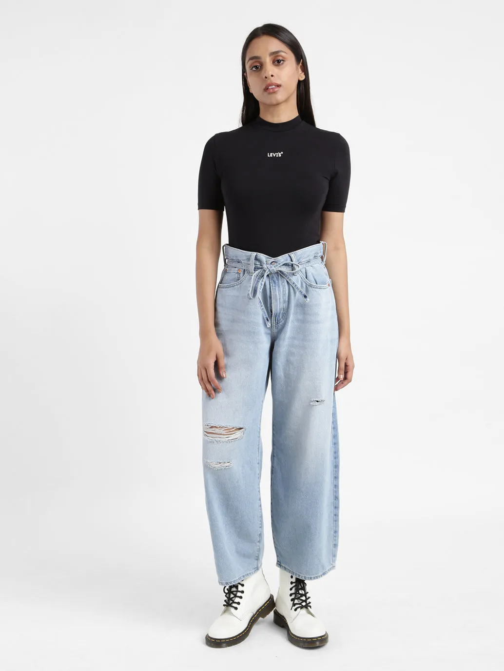 Women's Blue XL Balloon Loose Fit High Rise Jeans Relaxed Style Work Ready Outdoor Enthusiast