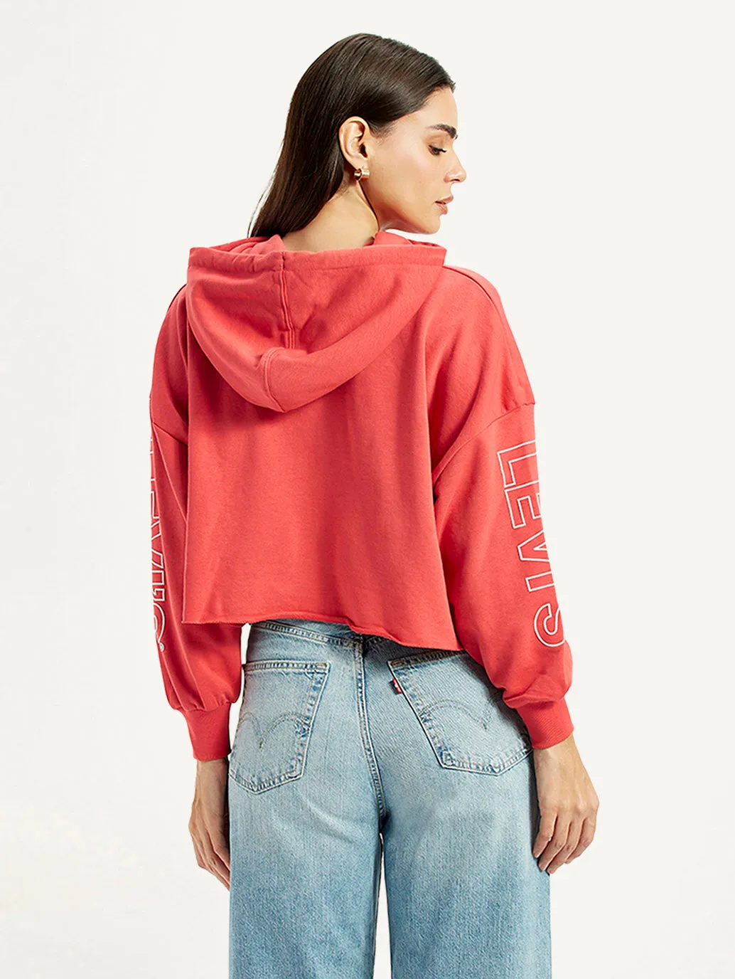 Women's Brand Logo Coral Hooded Sweatshirt cycling suitable