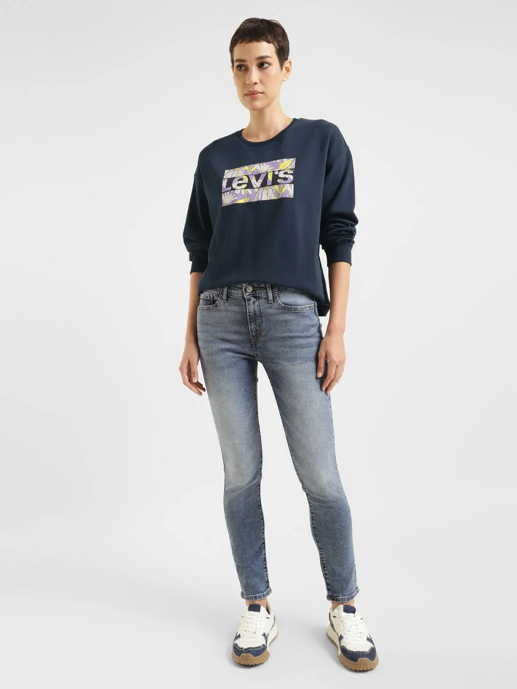 Women's Brand Logo Crew Neck Sweatshirt Street Staple