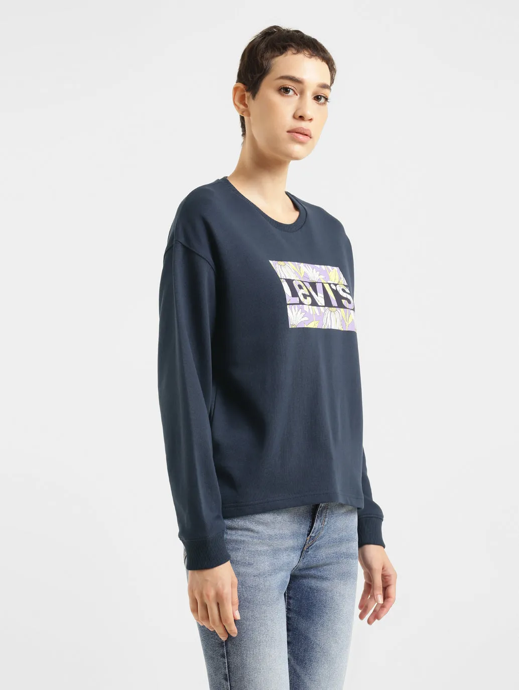Women's Brand Logo Crew Neck Sweatshirt Spring Wear