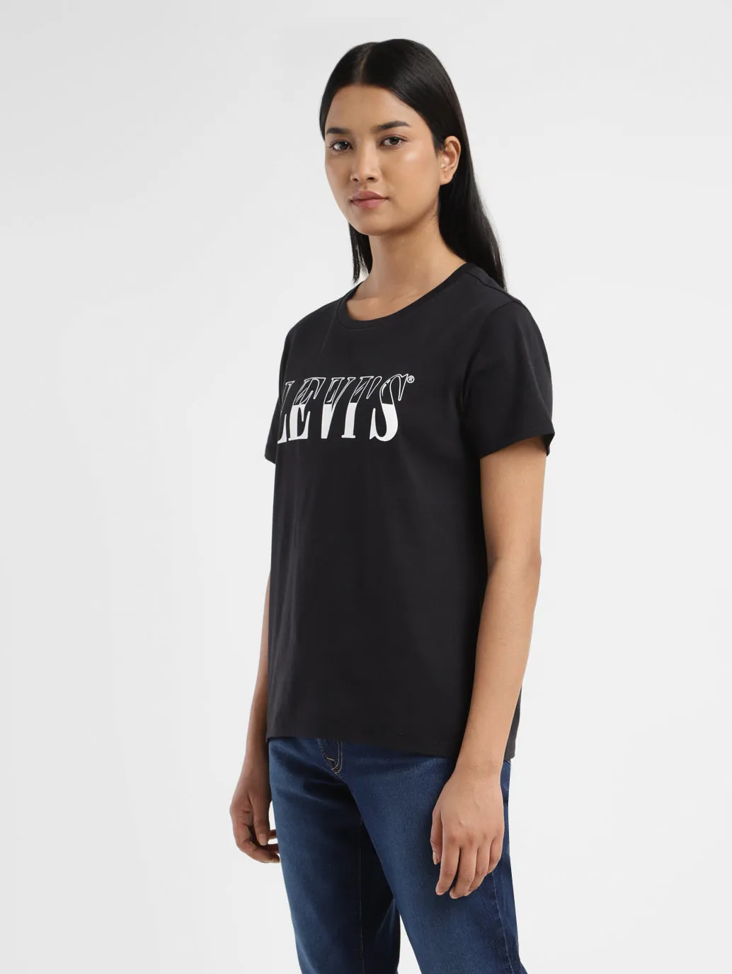 Women's Brand Logo Crew Neck T-shirt Holiday Outfit Sporty and Cool