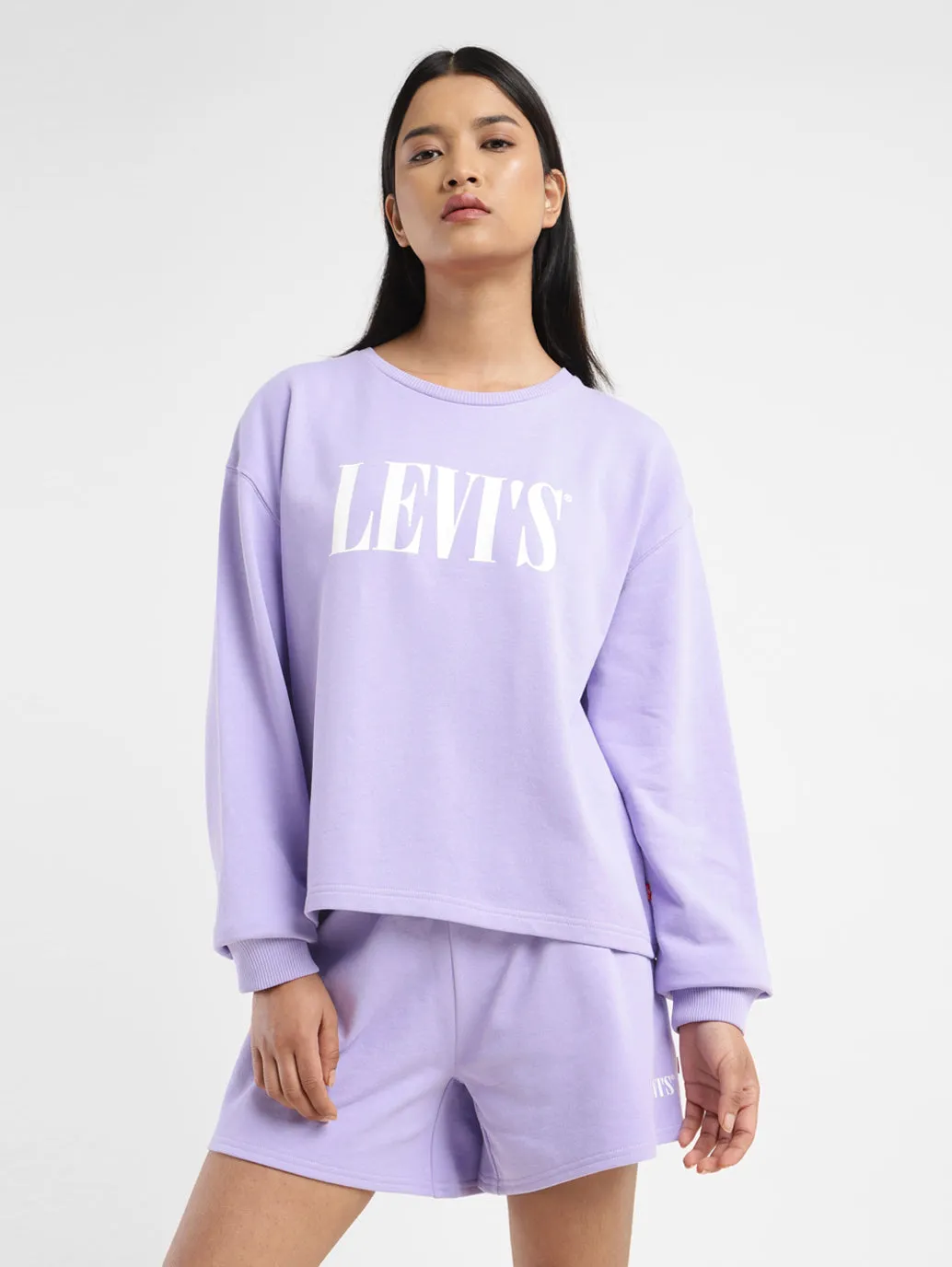 Sporty apparel Women's Brand Logo Lilac Crew Neck Sweatshirt